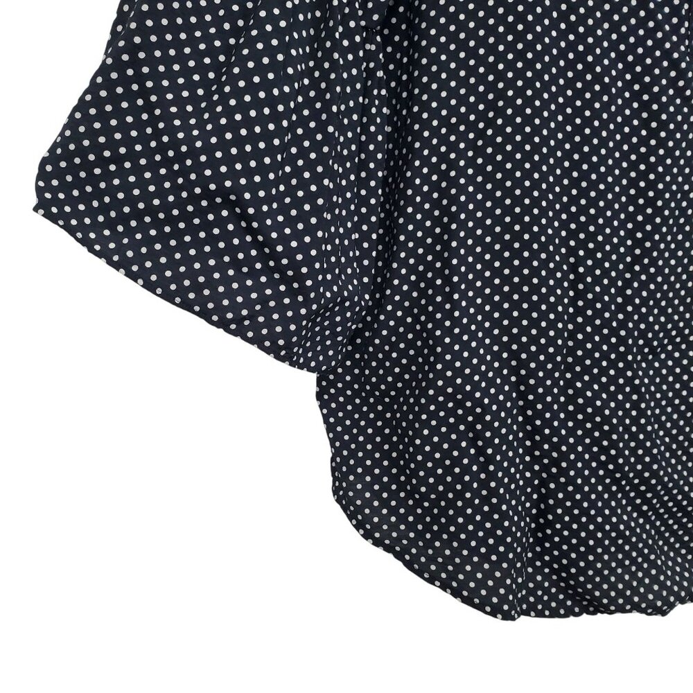 Van Heusen Womens XL Top Polka Dot Bell Sleeve Blouse Rayon Blend V Neck Blue - Picture 6 of 11